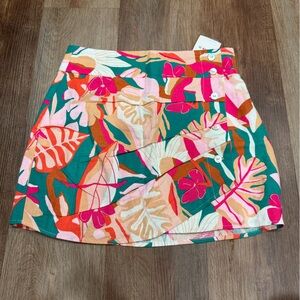 Forever 21 Tropical Print Mini Skirt - Green, Pink, Orange, Cream